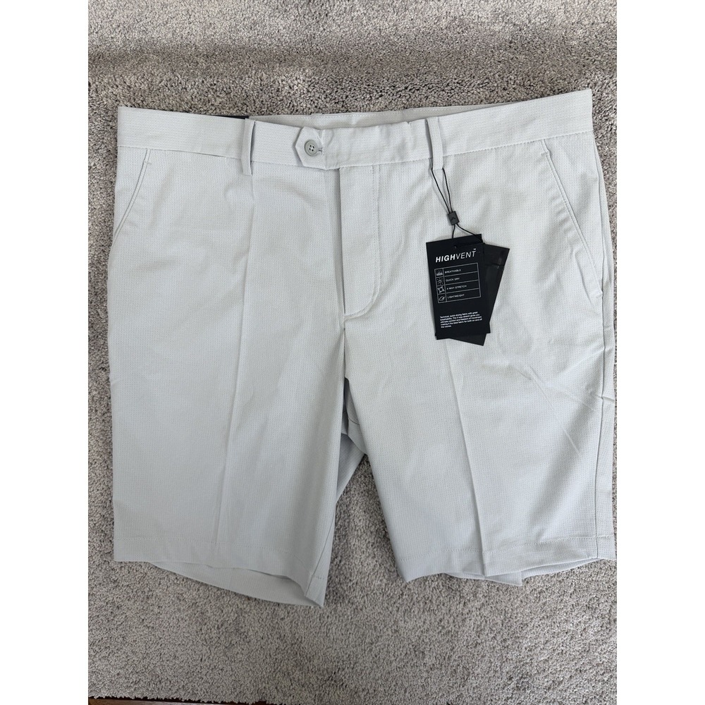 J Lindeberg Men's Vent Tight Golf Shorts, Grey, Size 40 Waist, 9 Inch Inseam